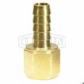 Dixon Hose Barb Fitting, 1/4 x 3/8 in Nominal, FNPT x Hose Barb End Style, Brass 1040604CLF